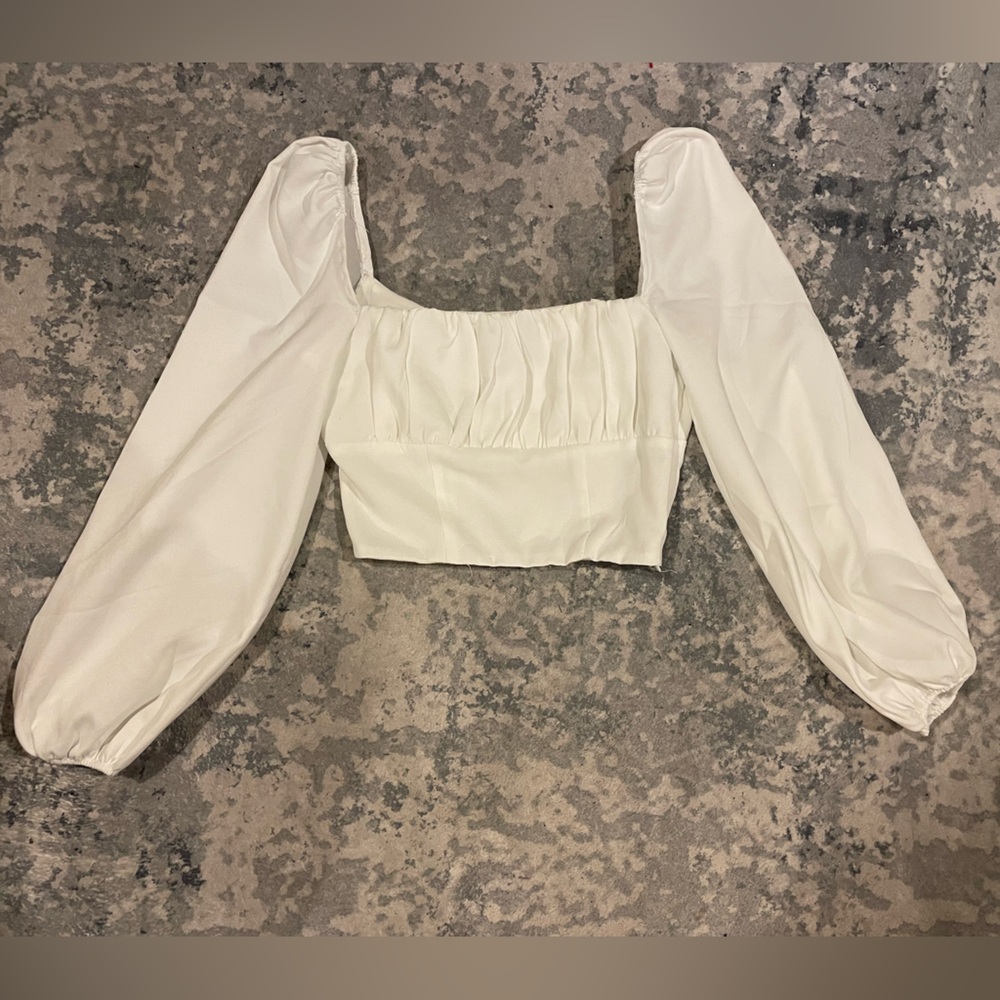 Princess Polly Ariah Long Sleeve White Crop Top